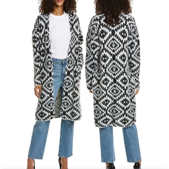 🍃💕NWOT Aztec Print Long Open Front Duster Cardigan US Size S/M - Picture 1 of 11